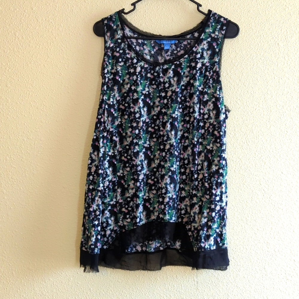 Simply Vera - Vera Wang Floral Tank Top Navy - Size Large - New Condition